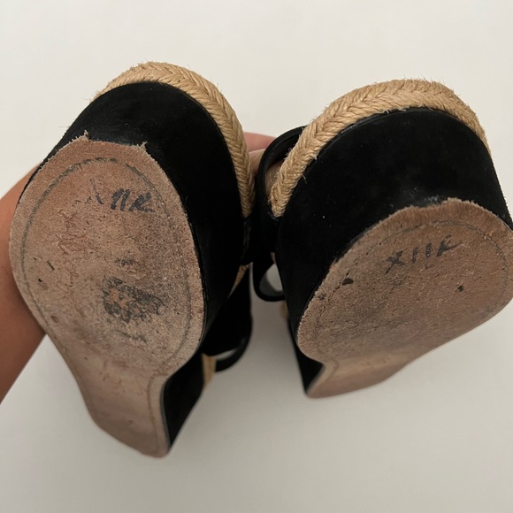 Black suede sling back platform with jute trim - Picture 6 of 12
